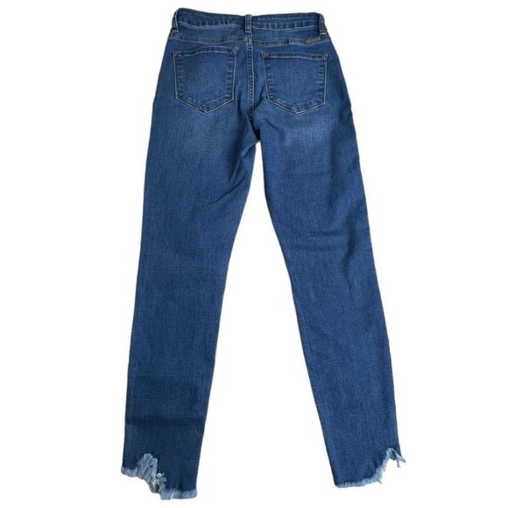 KanCan Womens Medium Wash Mid Rise Distressed Raw Hem Stretch Skinny‎ Jeans 26 - Picture 3 of 8